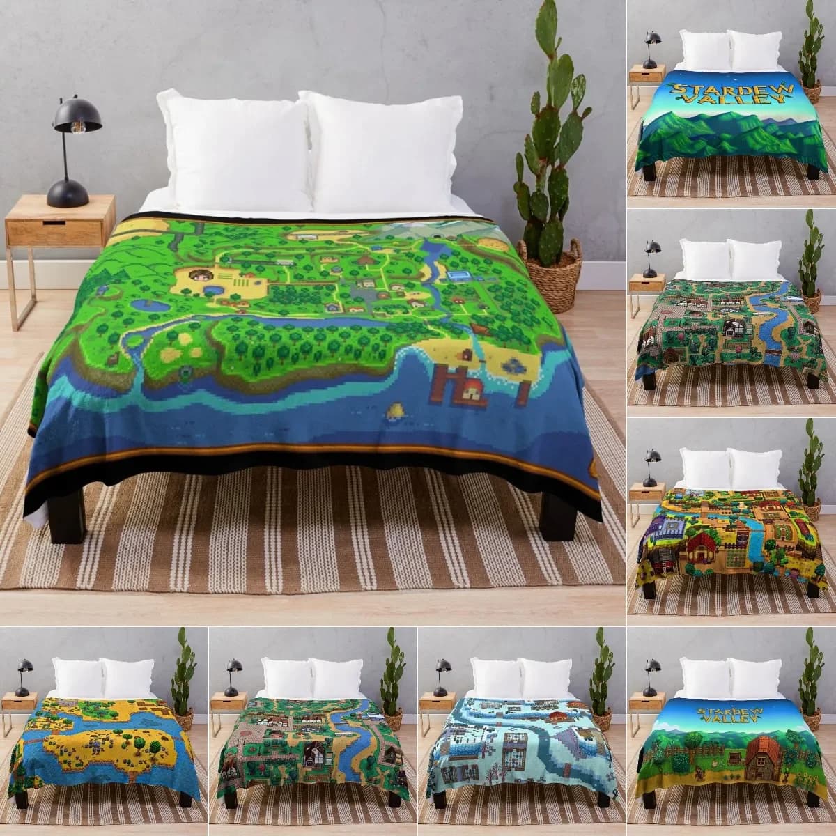 Stardew Valley Map Throw coperta, Anime Ultra Soft peluche coperte in pile di flanella leggera per divano letto soggiorno camera da letto