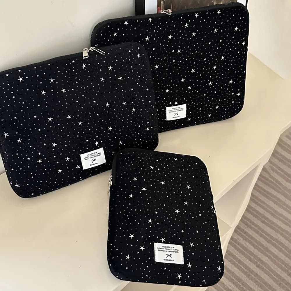 Ins Starry Sky Cartoon Borsa per laptop Borsa portatile dolce per tablet Borsa per computer per ragazza nera antiurto Laptop/notebook/tablet