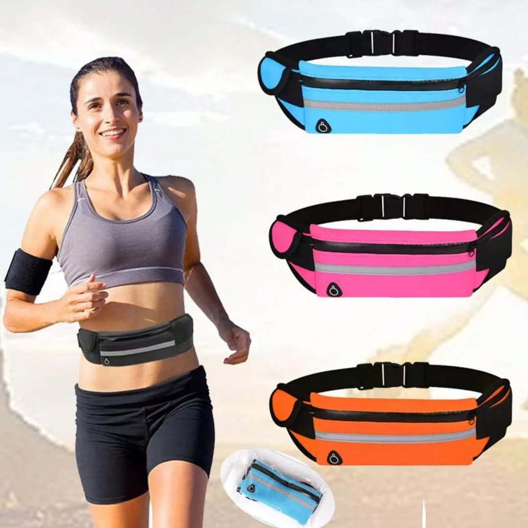 2 Pezzi Marsupio Sportivo Impermeabile Unisex per Corsa e Ciclismo, Comodo con Nastro Riflettente e Porta Telefono