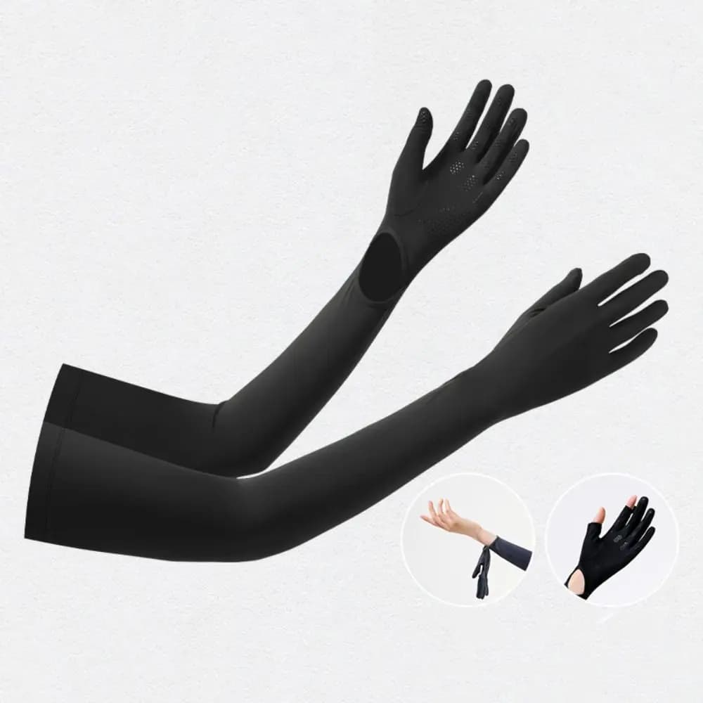 Women's Gloves Solid Color Long Sleeve Sun Protection Flip Ice Silk Arm Sleeve Breathable Cooling Summer Arm Cover Driving