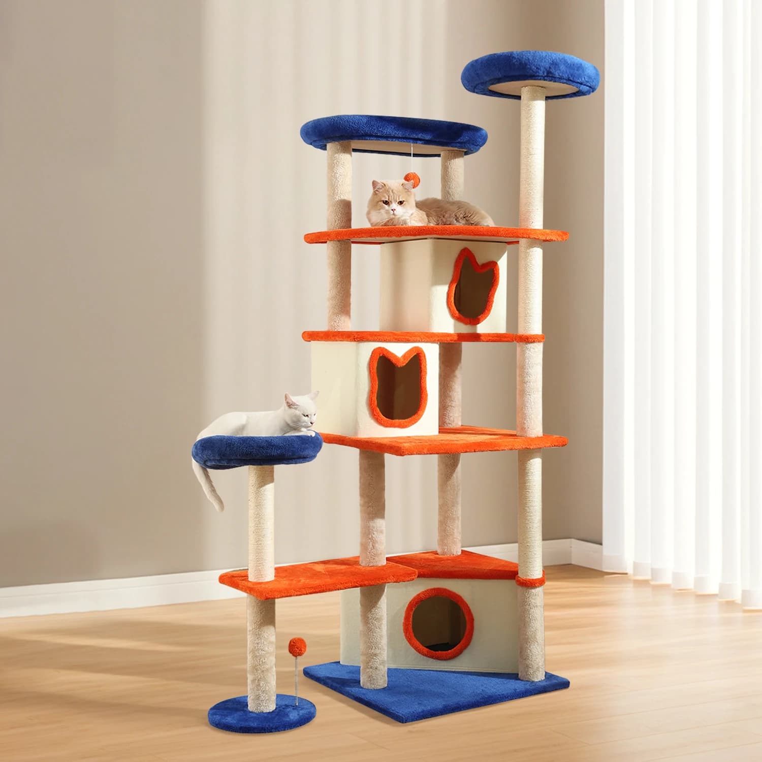 75 Inch Cat Tree Tower Halloween Cute Tall Gift Multi-Level Scratching Post Christmas Eve Supplies for Cats