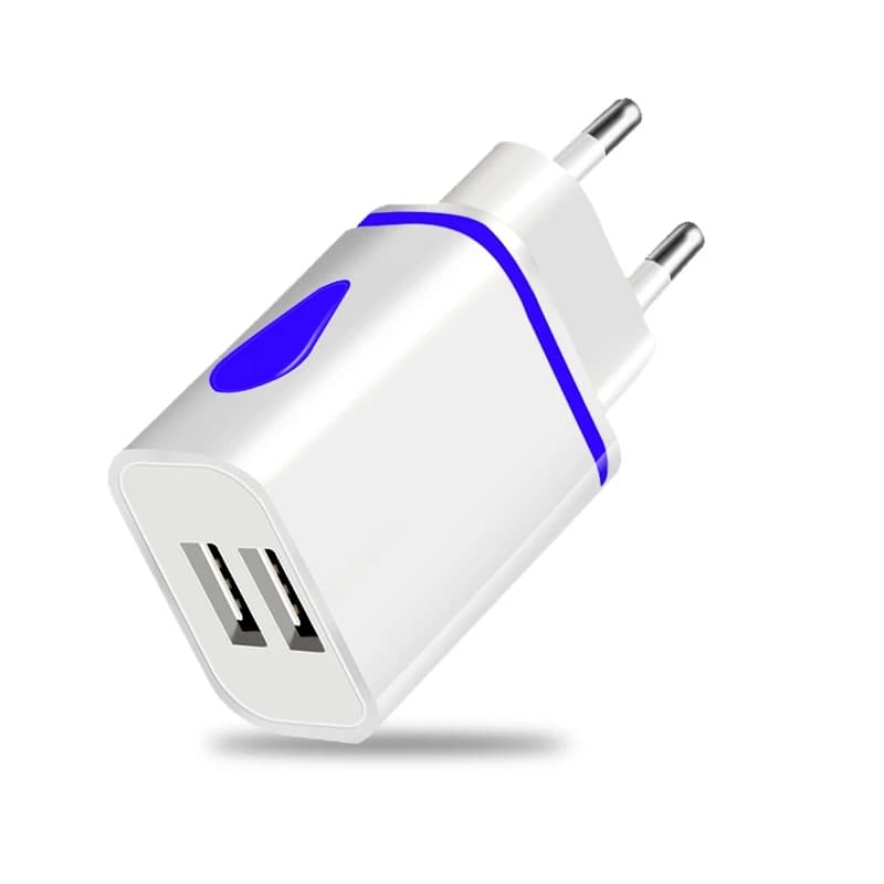Caricatore da parete da viaggio con spina EU/US, doppia porta USB 2A, adattatore di alimentazione per Samsung, Xiaomi, iPhone, ricarica rapida, caricatore universale