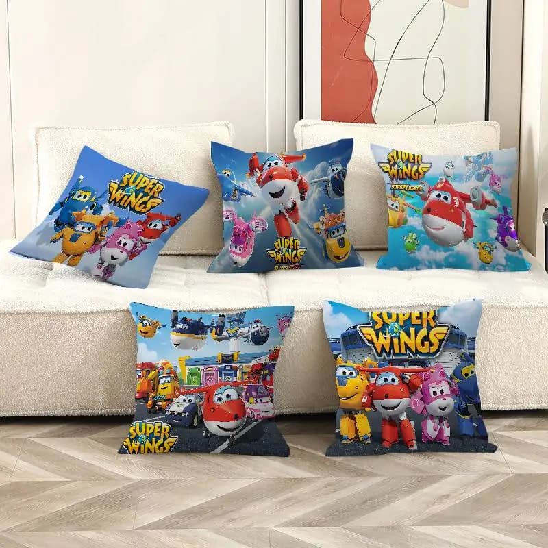 Fodera per cuscino Anime Super Wings, federa per cuscino, decorazione per soggiorno, divano, casa, personalizzata