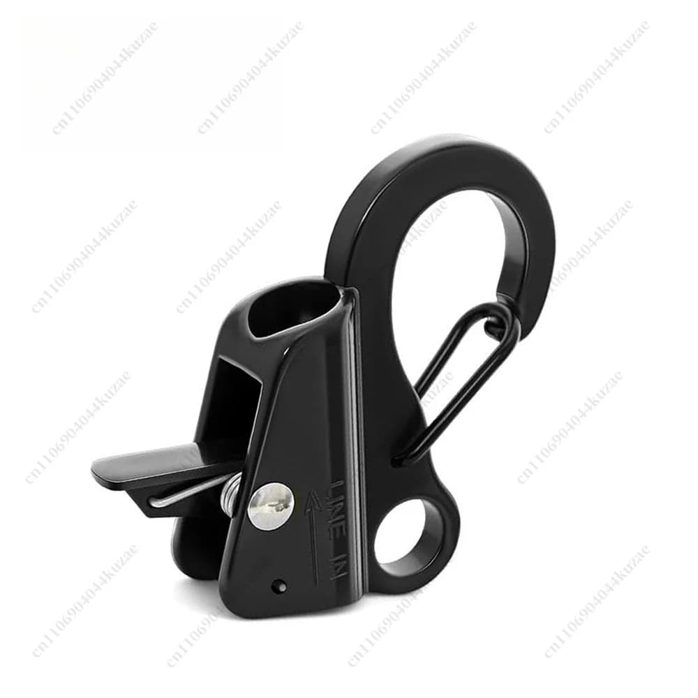 Black 304 Stainless Steel Quick Rope‑Threading Hook, Adjustable Sliding Spring Hook for Fender and Boat Anchor Application