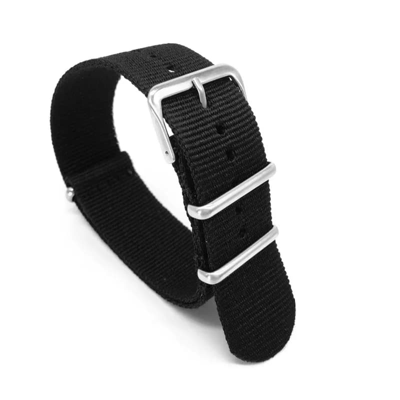 Cinturino in nylon nero per orologi da 16 mm 18 mm 20 mm 22 mm 24 mm Cinturino in nylon intrecciato in tessuto militare