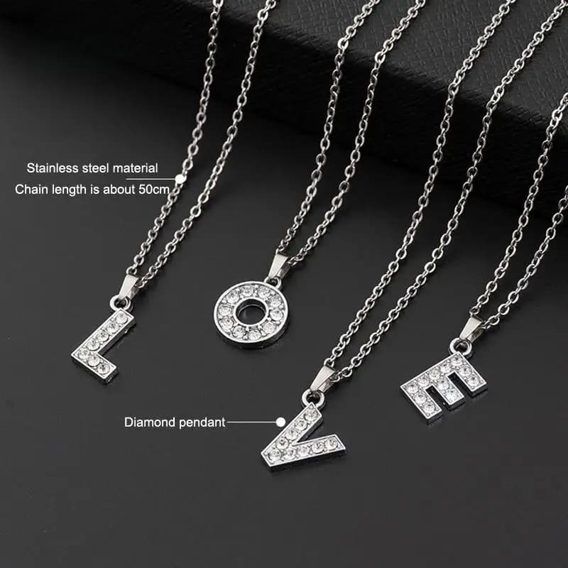 1Pcs 26 Initial Alphabet Name Clavicle Chain Shining Zircon A-Z Letter Pendant Necklace For Women Valentine's Day Party Jewelry
