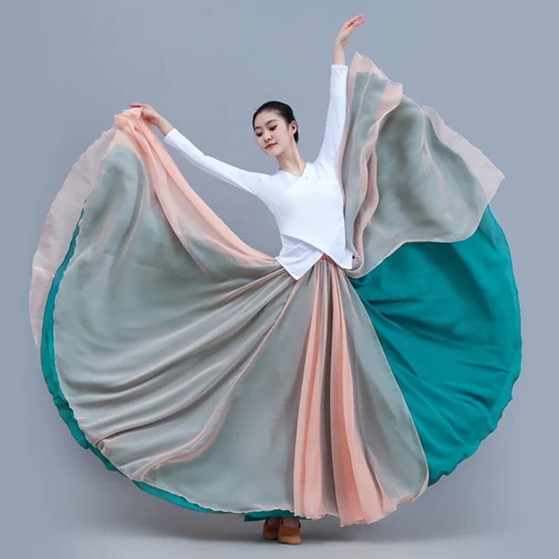 Gonna Lunga in Chiffon a Doppio Strato per Danza Classica Femminile 2026, Gonna in Tulle Reversibile a Due Colori, Abbigliamento Donna
