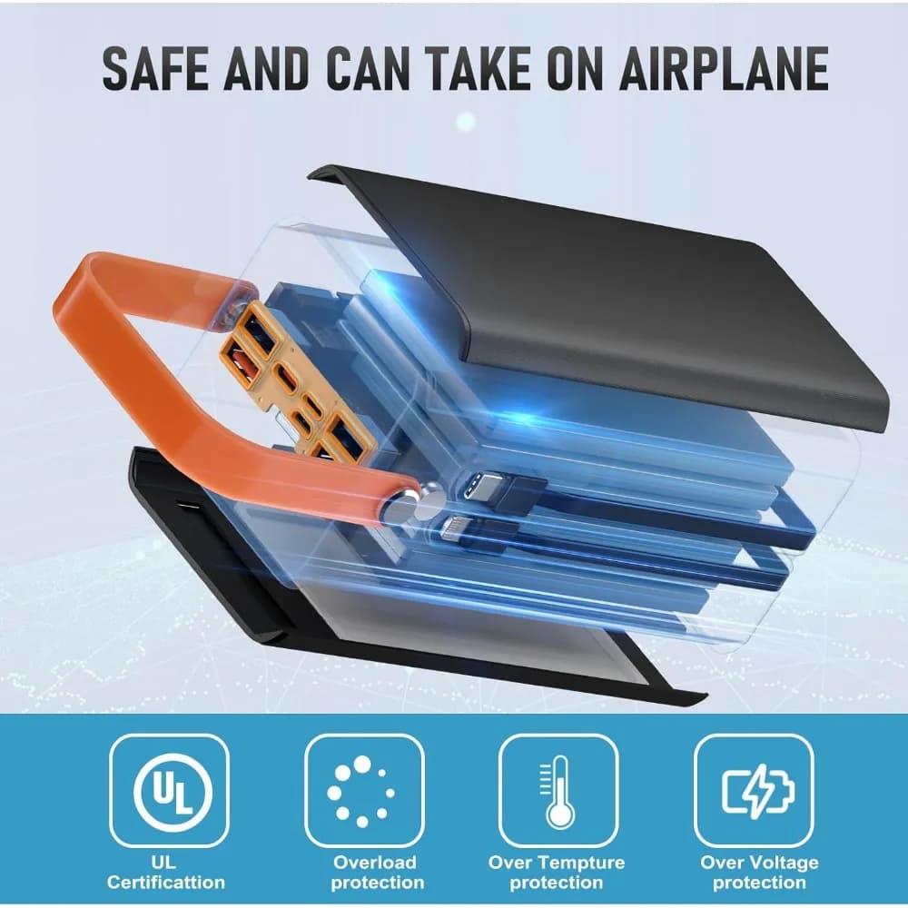 Generatore esterno portatile Power Bank Power Station 27000mAh con caricabatteria di backup con luce SOS per MacBook iPhone Samsung