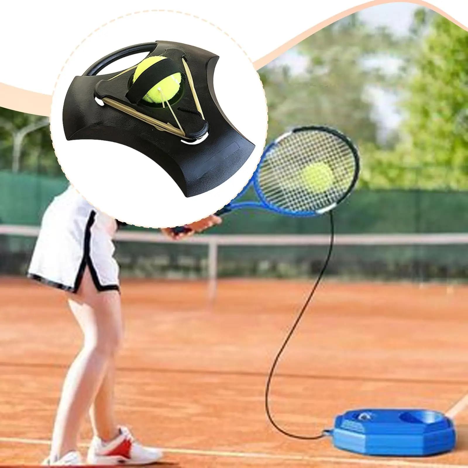 Self Tennis Trainer Rebound Ball Tennis Practice Equipment with Elastic Cord for Beginners Women Men Indoor Outdoor Exercise