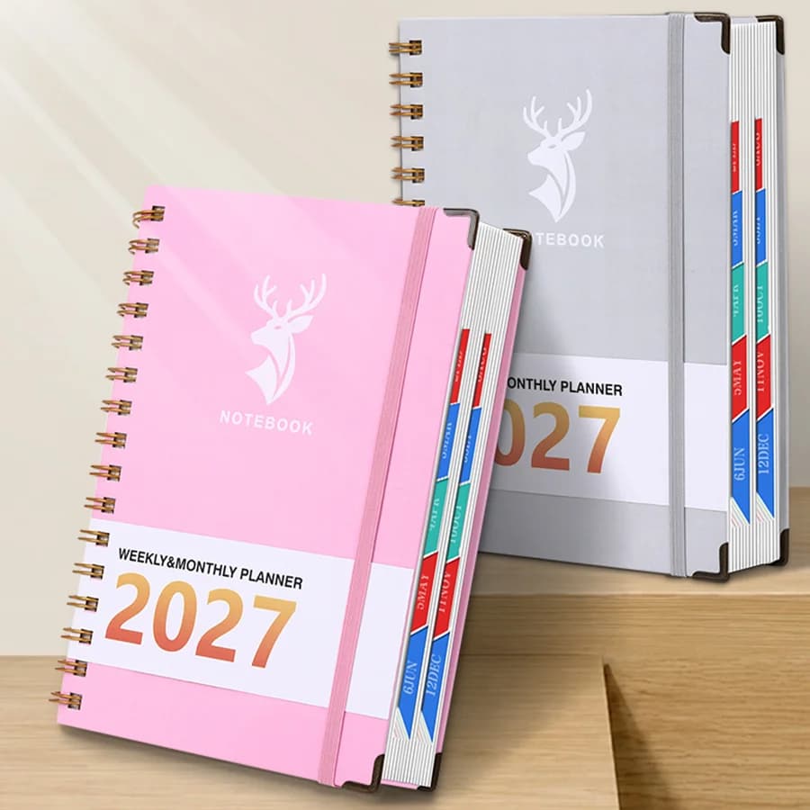 2027 Weekly & Monthly Spiral Planner Deer Logo A5 Notebook Agenda Diary Calendar Organizer For School Office Daily Planning