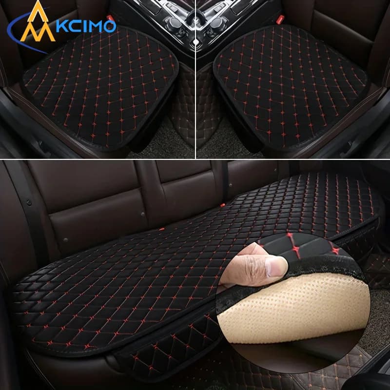 3Pcs Universal Car Seat Cover, Breathable Cotton Linen Seat Cushion Pad, Comfortable Auto Interior Protector for All Vehicles