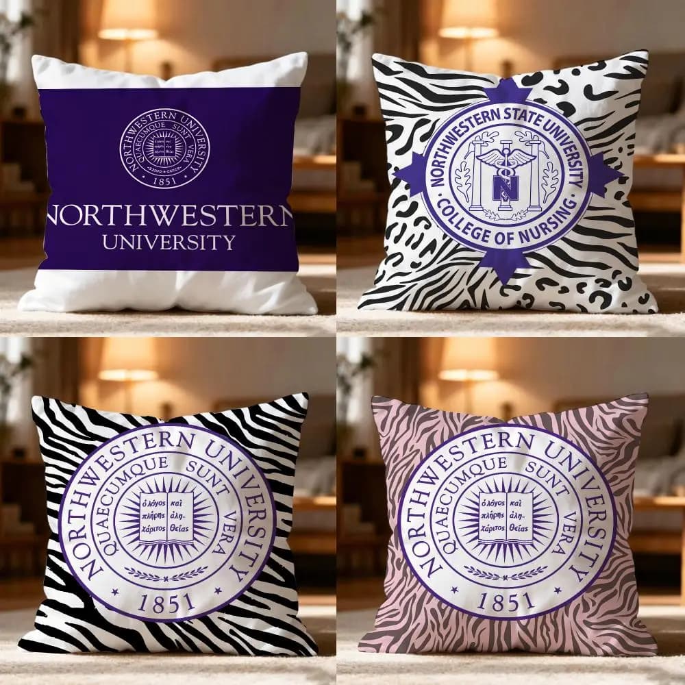 Northwestern University Cushion Cover Cushion Cover Soft Washable Pillow Case Multi-Scene For Couch Bed Travel Office Use