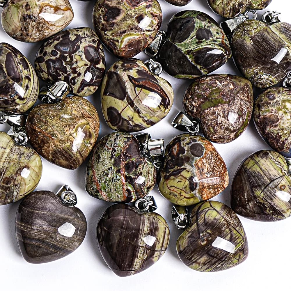 19x20x11mm Natural Agate Heart Pendant Necklace Colorful Stone Jewelry for Women Handmade Unique Gift for Valentine's Day