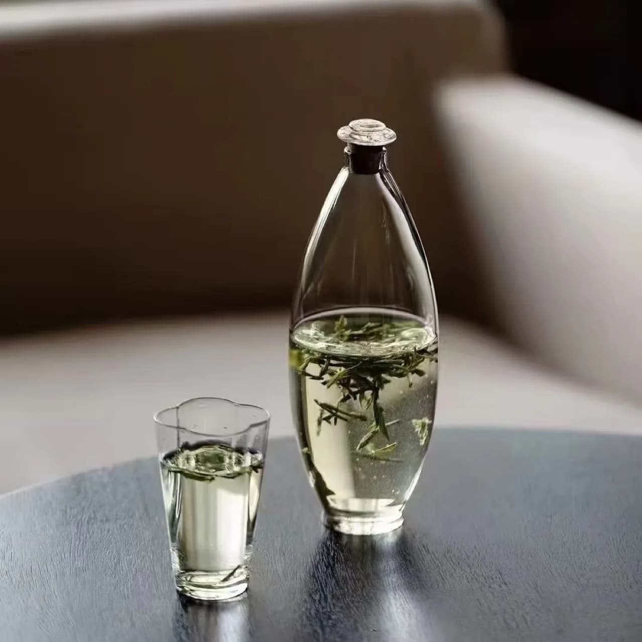 New Chinoiserie Cold Brew Glass Bottle Transparent Tea Brewing Glass Water Drop Cold Brew Bottle High Borosilicate Teapot