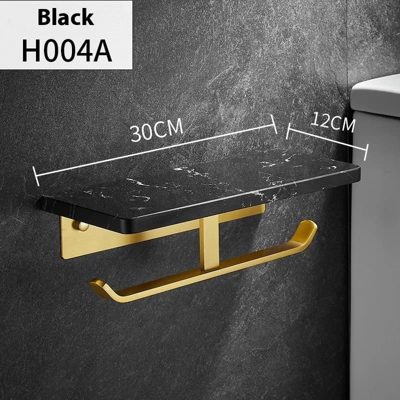 Porta fazzoletti in marmo da bagno, porta carta igienica, portaoggetti per cellulare, WC non perforato, portarotolo dorato