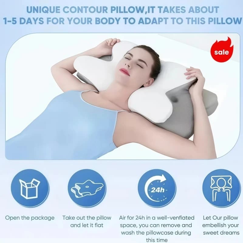 Memory Foam Cervical Pillow Ergonomic Orthopedic Support Neck Pain Relief Pillow for Side Back Stomach Sleepers