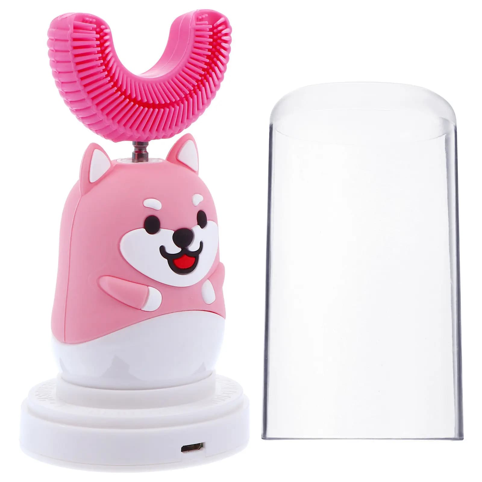 Spazzolino elettrico per bambini a forma di U, detergente automatico per denti, a forma di cartone animato, setole morbide in silicone, igiene dentale sicura per bambini piccoli