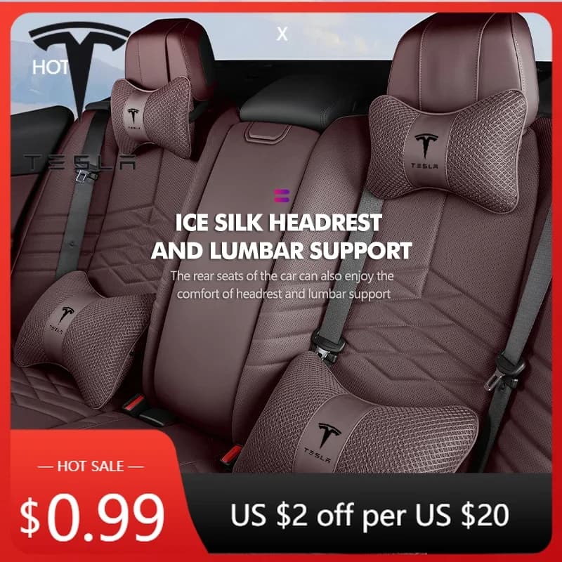 Adesivo per auto Tesla, cuscino di supporto per poggiatesta e supporto lombare in memory foam per Tesla Model 3 Y S X Roadster Bonina Coil