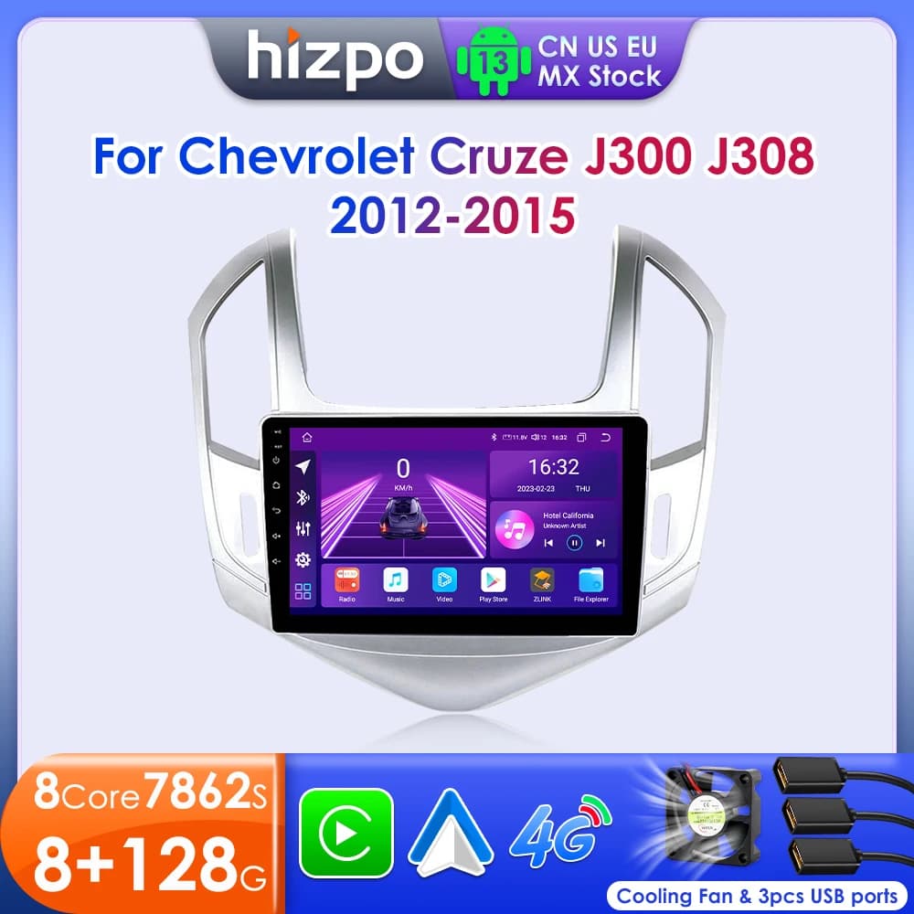 Hizpo 2din Android 13 Per Chevrolet Cruze J300 J308 2012 - 2015 Autoradio Lettore Video Multimediale Navi GPS Carplay 8 Core 8 + 128G