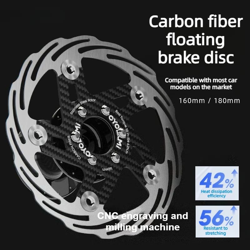 CYCLAMI Rotore a disco freno per bicicletta galleggiante in fibra di carbonio Dissipazione del calore ultraleggera per freni a disco per bici da strada 160mm - 180mm