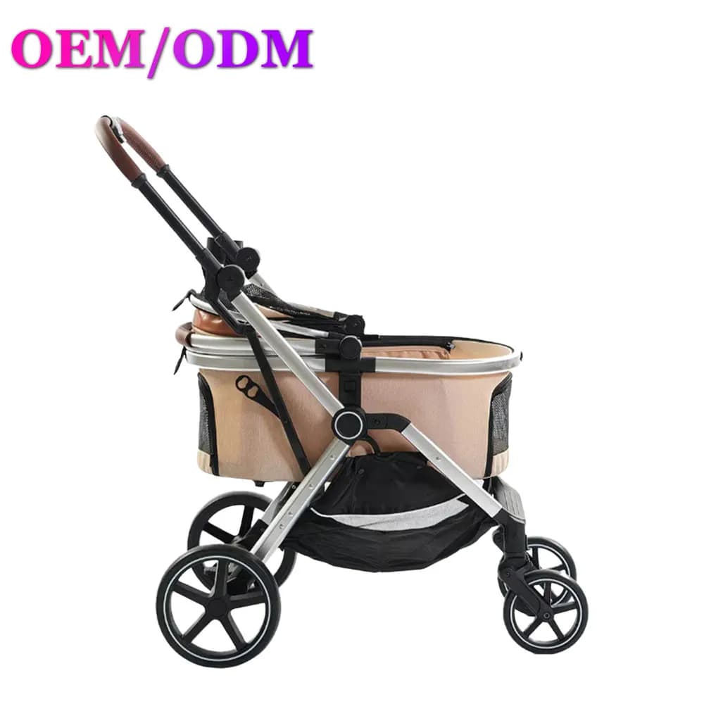 3-in-1 Lightweight Durable Pet Stroller Car Seat Combo Smooth-Rolling Dog Stroller Removable Harness Rubber Wheels 50-Pound