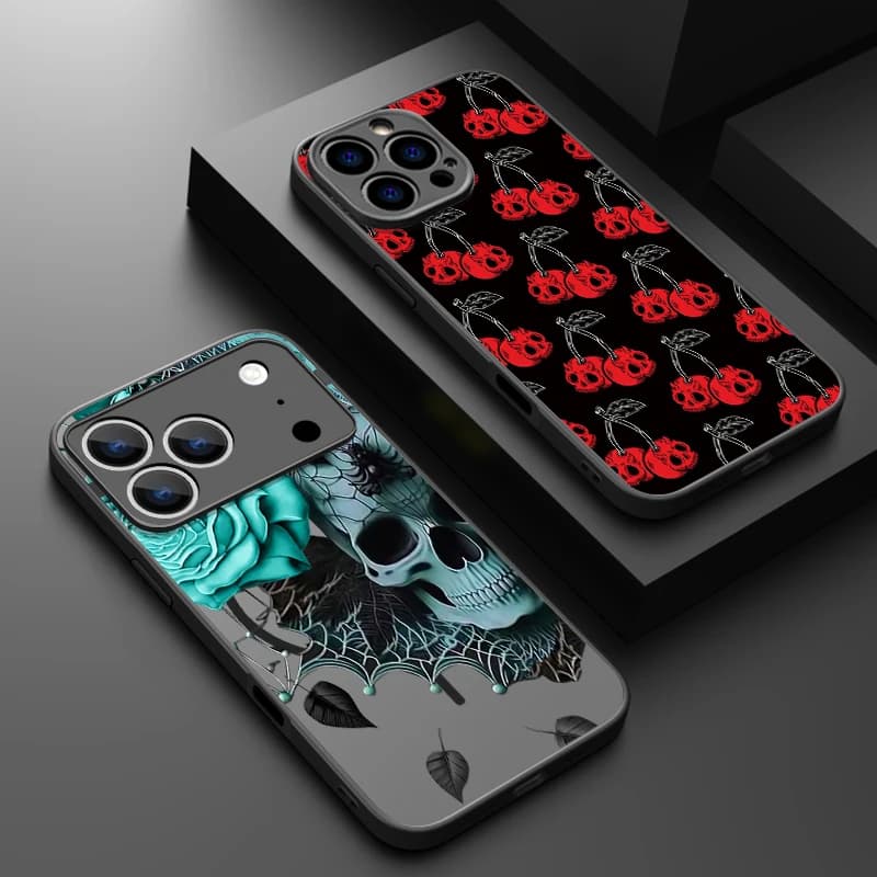 Creative Skull Pattern Magnetic Phone Case For iPhone 17e 17 15 16 14 13 Pro Max 13 16e For Magsafe Wireless Charge Hard Cover