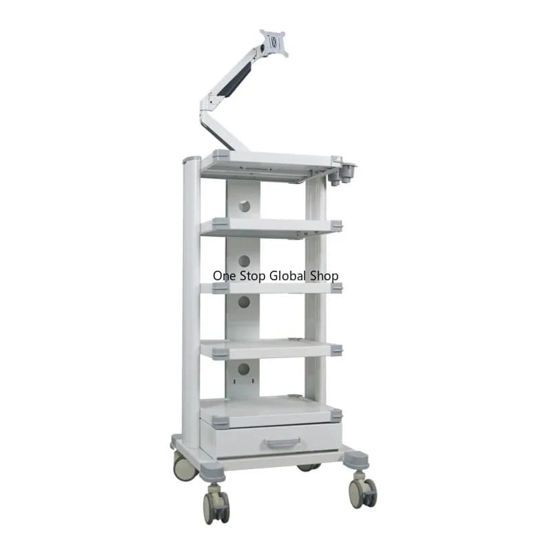 Carrello Ospedaliero Moderno con Ruote, Struttura in Metallo per Display da 26-32 Pollici, Carrelli per Laptop, Endoscopi 4K e Sistemi