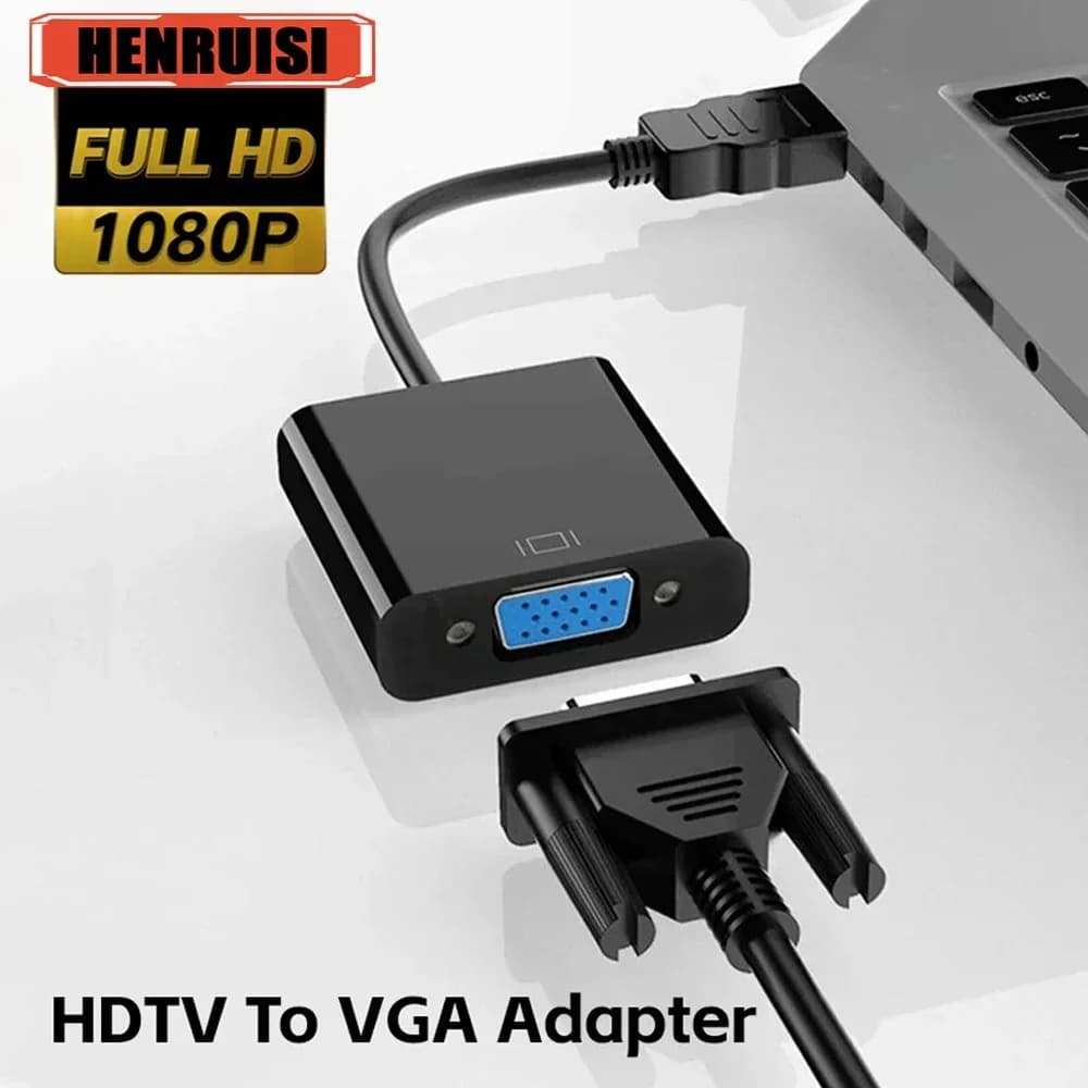 HDTV Adapter Compatible with VGA 1080P, Digital Converter Cable Analog from HDTV Male to VGA Female for Laptop, Tablet, TV
