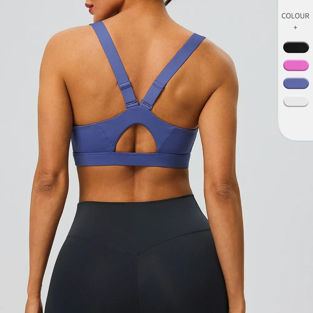 Reggiseno sportivo da donna a supporto medio-alto, modello Y-Back, regolabile, per allenamento e corsa