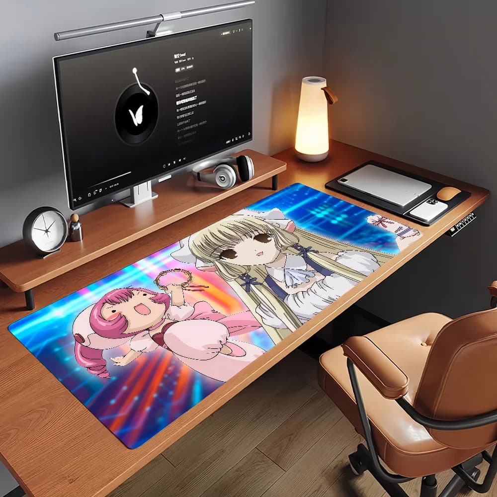 Chobits Chii Mouse Pad Tappetino per computer in gomma antiscivolo Gamer Balance Decoracion Deskmat Laptop Office Large