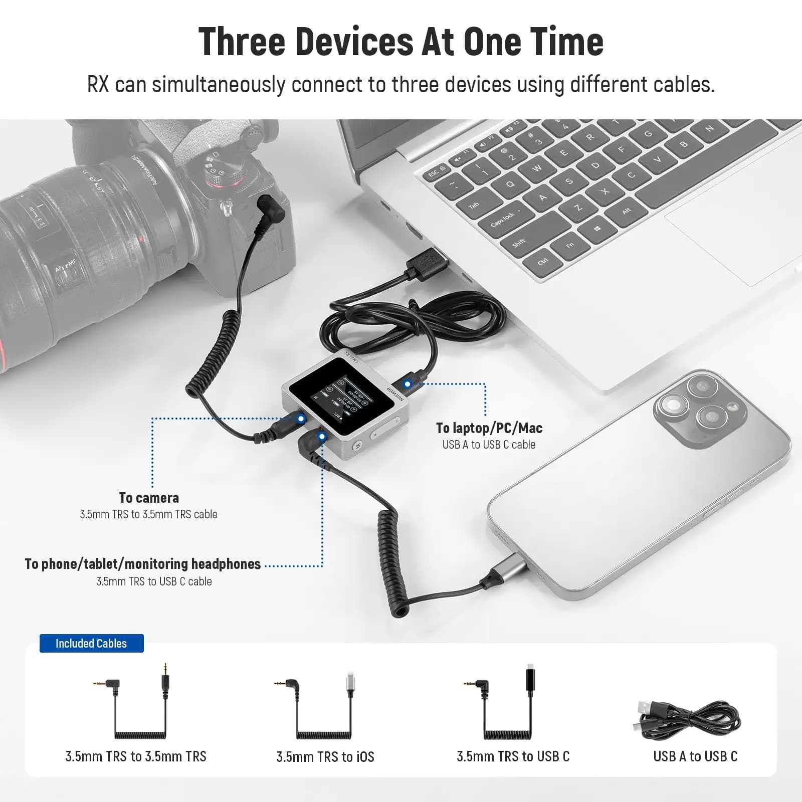 .NEEWER CM31 Sistema microfonico lavalier wireless Microfono portatile con cancellazione del rumore Trasmissione stabile da 300 m per fotocamera del telefono