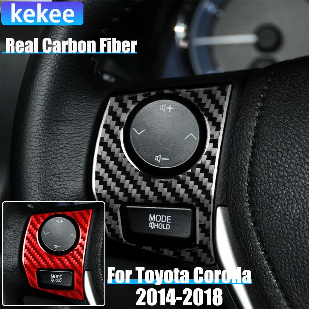 Real Carbon Fiber Accessories Auto Button Al Volante Cover Morbido Wall decal For Toyota Corolla 11th Gen 2014 2016 2017 2018