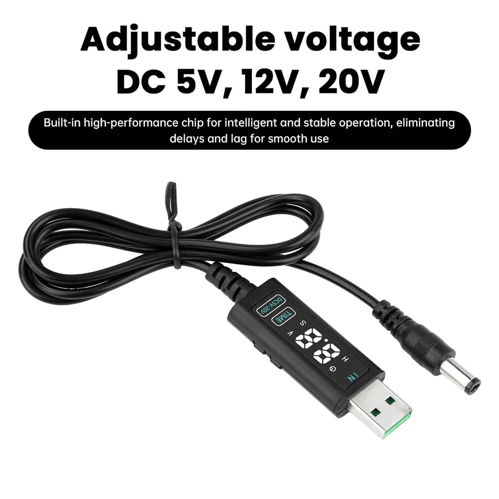 Boost Converter for DC Router 5V 12V 20V Step-up with Quick Charging USB Type-C PD and Power Cable with Trigger 5.5*2.5mm