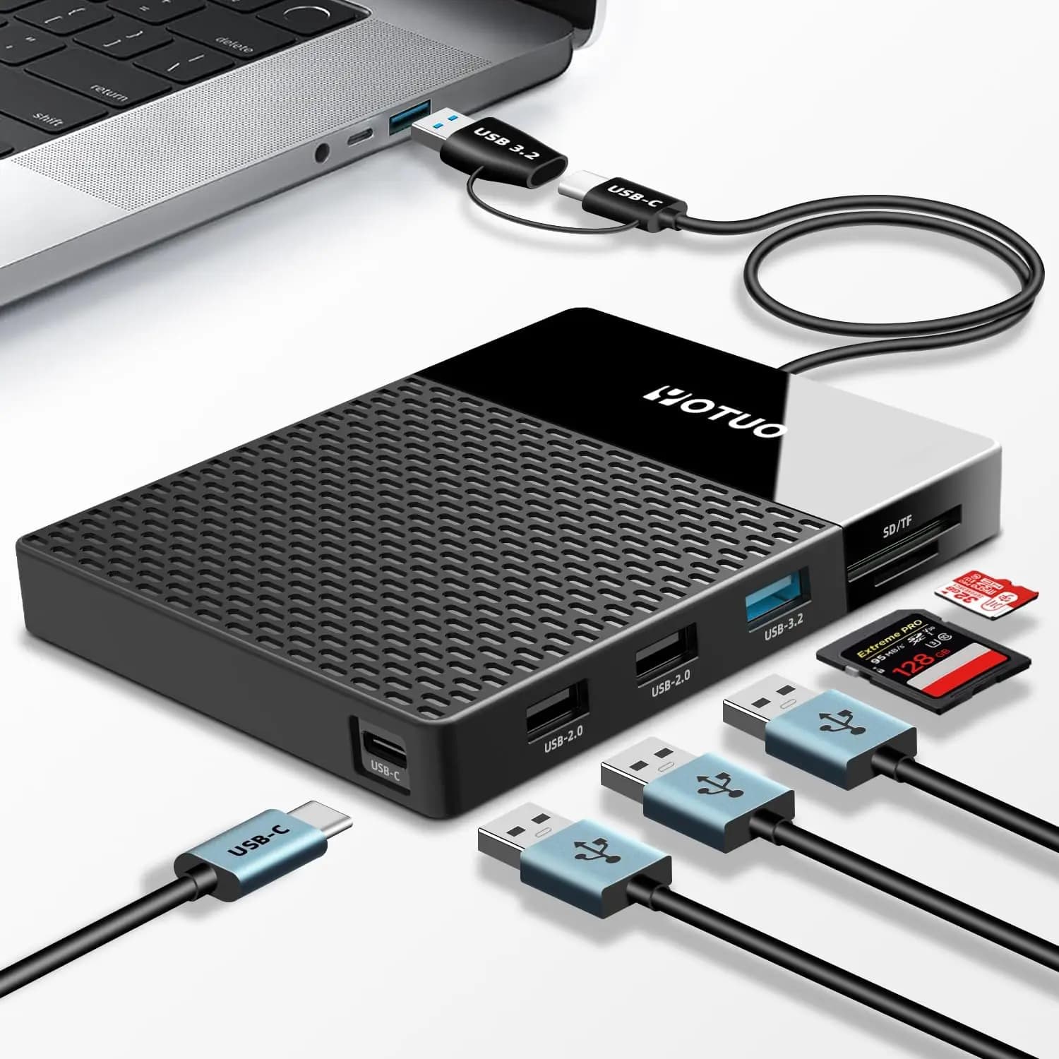 Hard Disk Esterno da 1TB con Hub USB-C, Docking Station 7-in-1 per Laptop/PC/iPhone/iPad