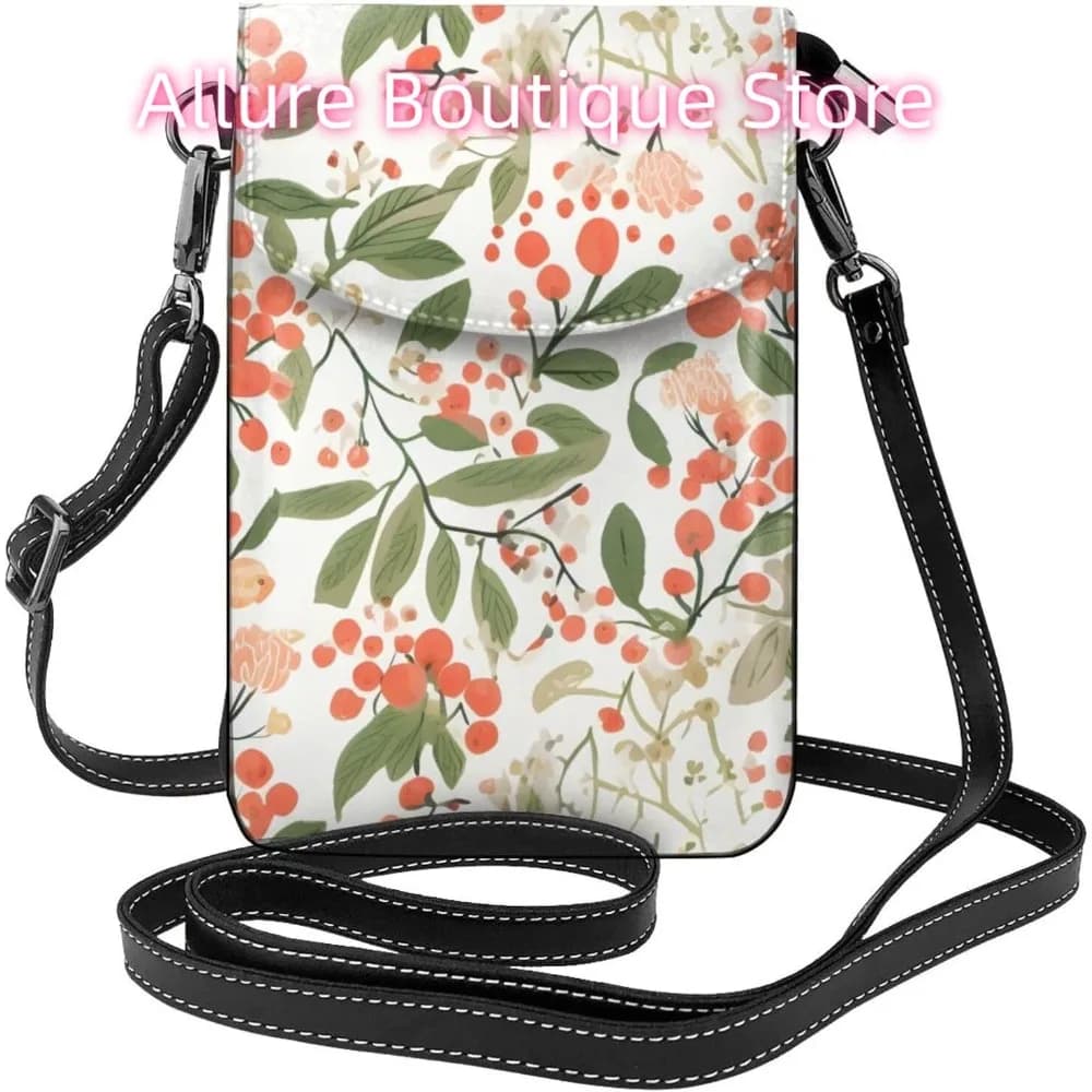 Borsa a tracolla con fiori divertenti carini per donna Borsa da viaggio piccola in pelle PU per cellulare Mini borsa per telefono leggera Portafoglio Cross Bo