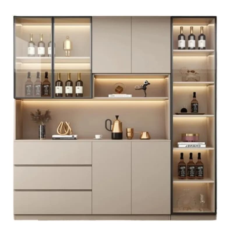 Scaffale di lusso Armadietto per vino Frigorifero Legno Vetro Appeso Bar Armadietto per vino Espositore Mobili da supermercato