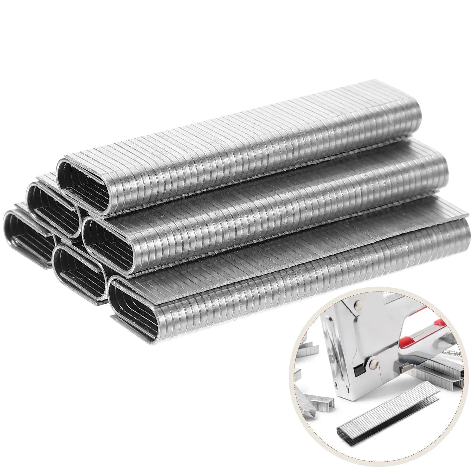 1000 Pezzi Graffette Pneumatiche a U a Corona Stretta, Graffette Metalliche Resistenti per Lavorazione del Legno, Tappezzeria, Chiodi Brad per Graffettatrice