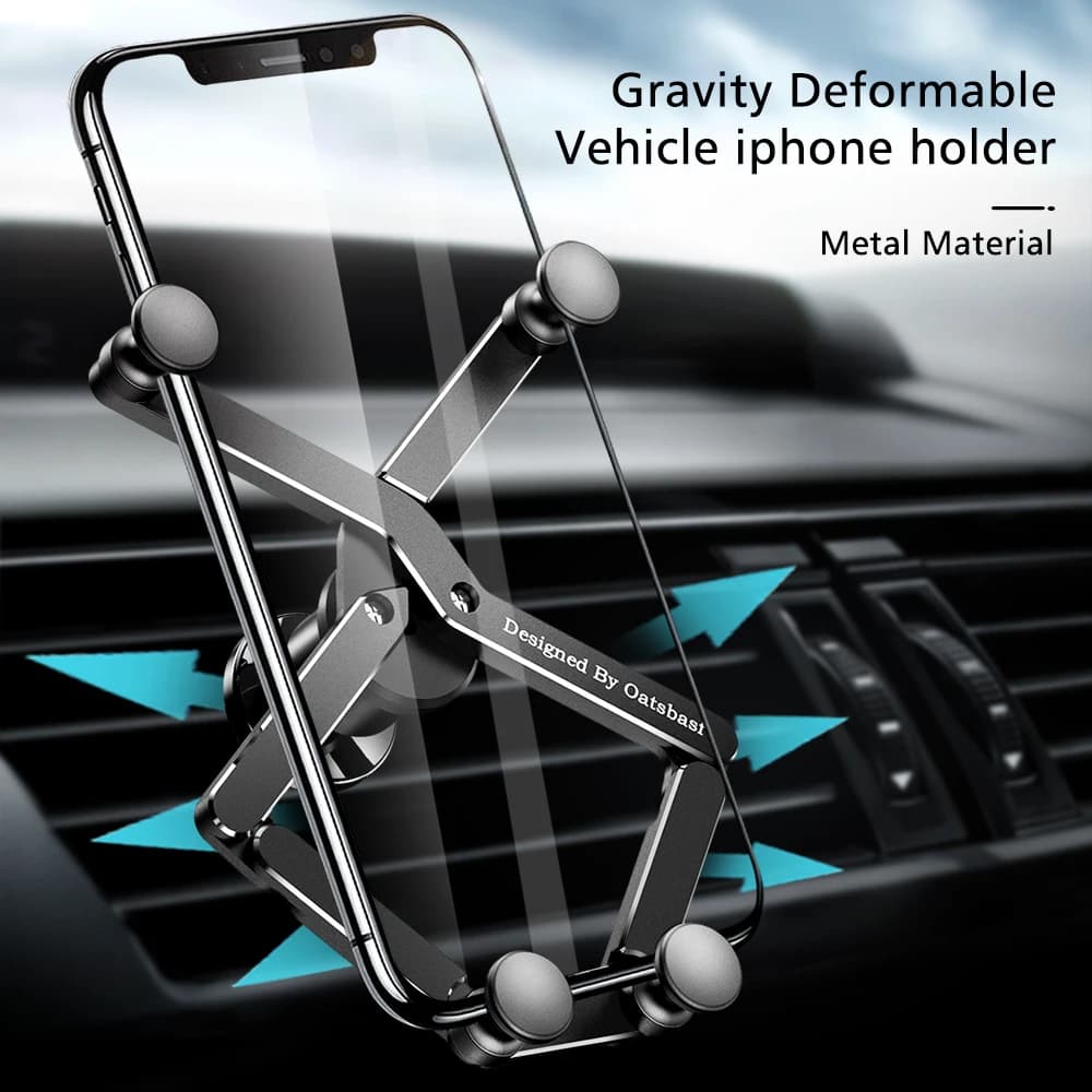 Supporto per telefono per auto Gravity oatsff supporto per telefono GPS in metallo per iPhone 13 12 Pro Max Xiaomi Redmi supporto per Clip per presa d'aria per auto