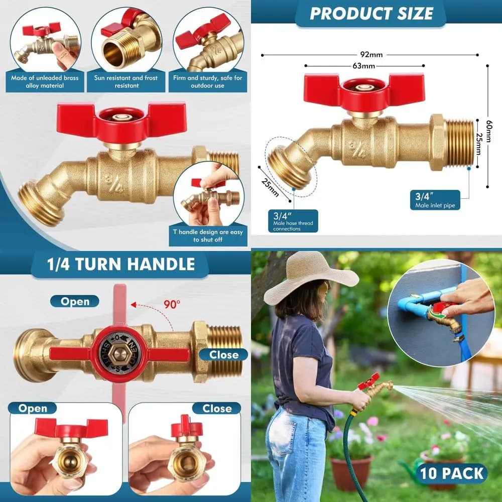 Brass Outdoor Water Pipe Faucet for Heavy Duty Uses with 3/4 MIP x 3/4 MHT connections, 1/4 lap interception valve for garden and patio use (