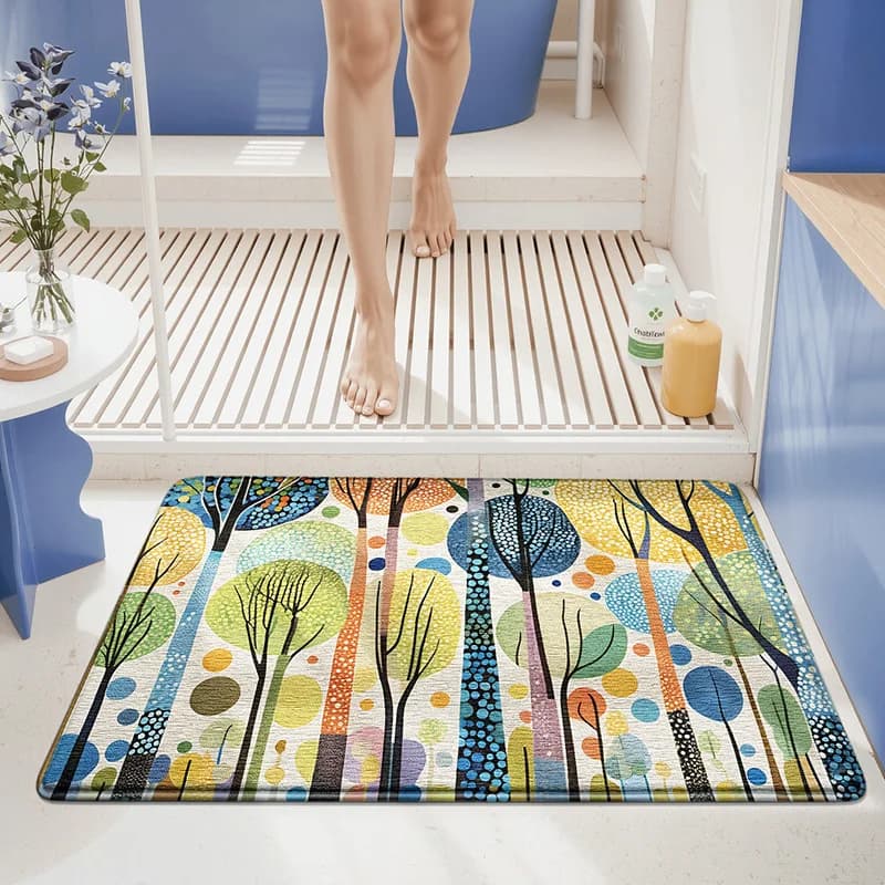Tappetino da bagno scenico premium - Nucleo in spugna ultra assorbente - Tappeto da bagno ad asciugatura rapida e antiscivolo - Tessuto morbido e delicato sulla pelle