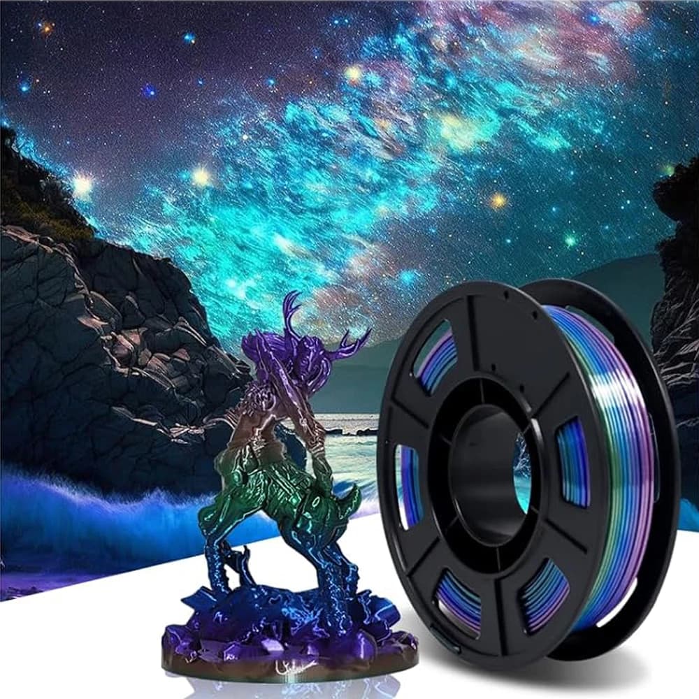 PLA 3D Silk Rainbow Universe Filament for 3D Printing, Ecological Biodegradable Plastic, Supply for Different Colors Object Creators