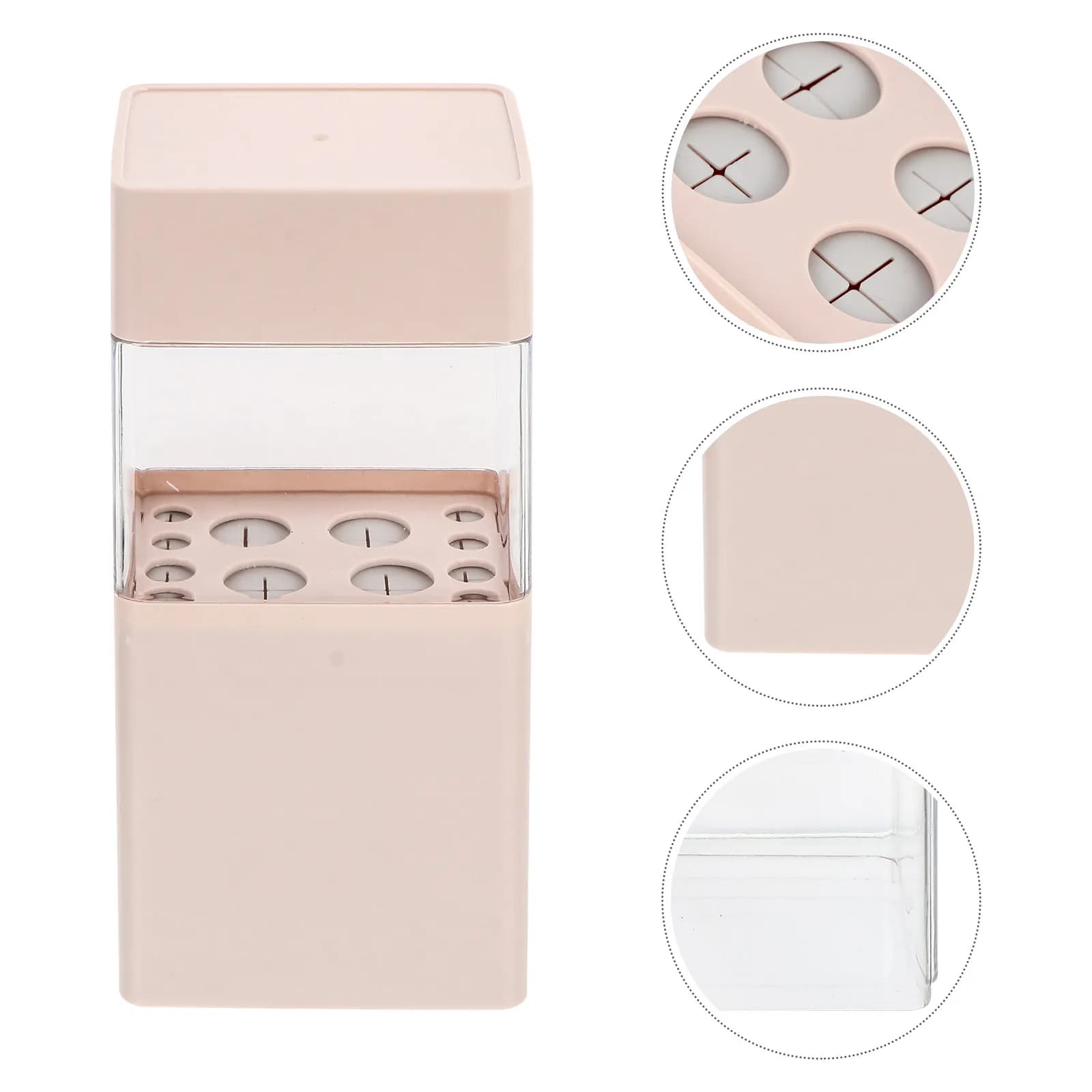 Contenitore porta pennelli trucco con coperchio scorrevole, organizer per matite sopracciglia, portaoggetti resistente per toeletta e bagno (1 pezzo)