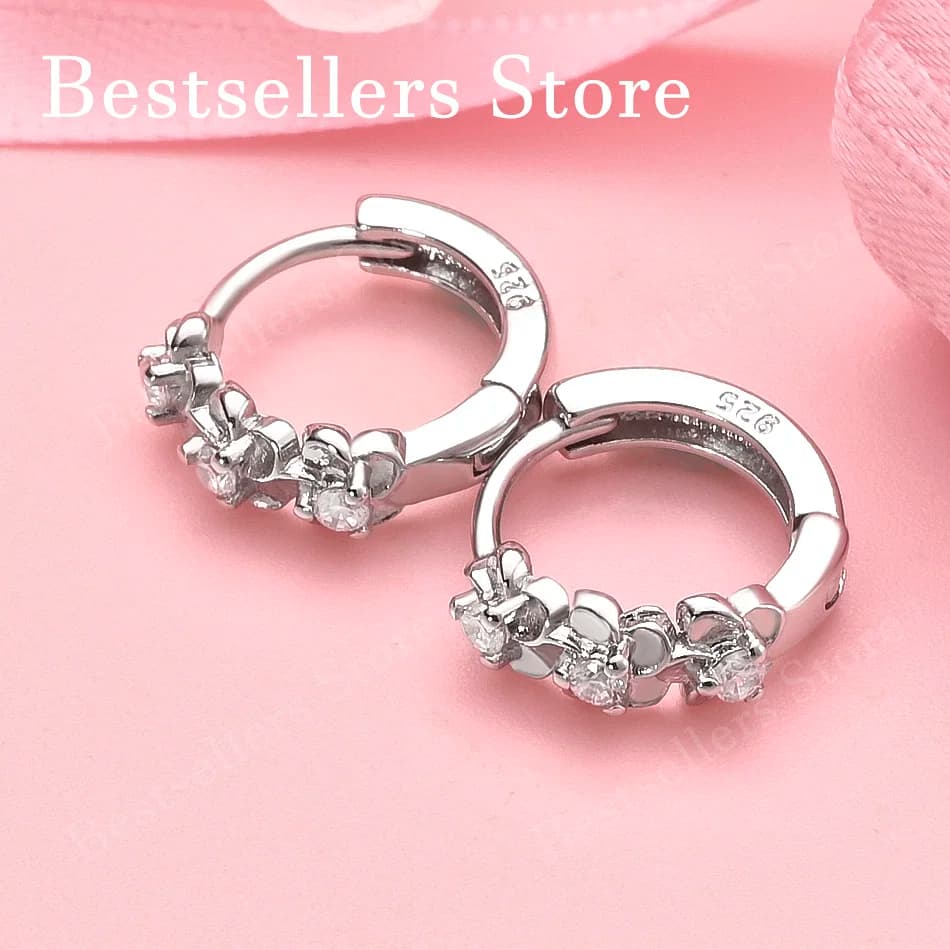 Elegant 925 Sterling Silver Exquisite Flower Zirconia Ear Clips for Women, Fashionable Party Wedding Gift Jewelry