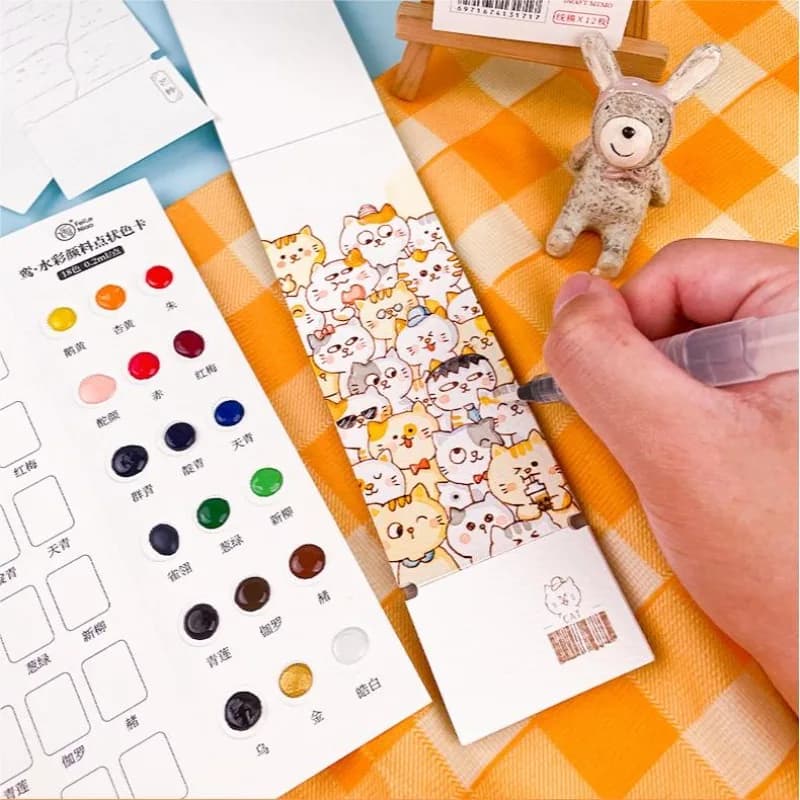 12/24 Sheets Watercolor Painting Book Art Book Water Color Paper Draw Graffiti Picture Coloring Books Bookmark Kindergarten Gift