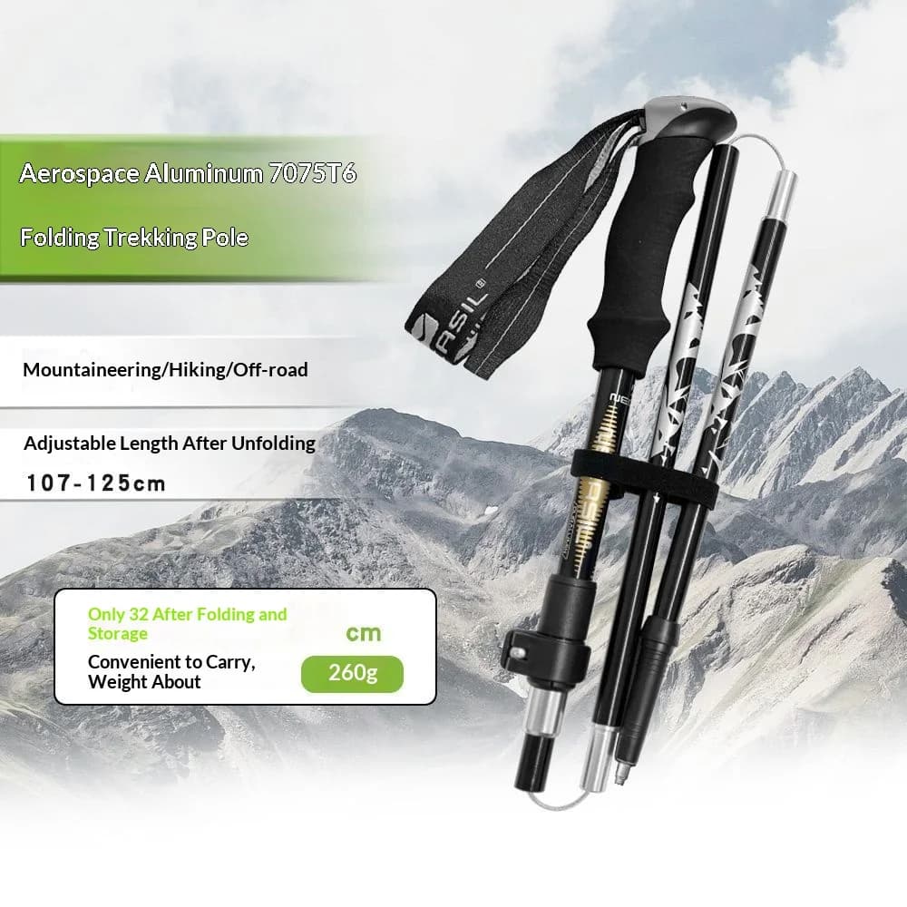 Foldable 5-Sections Ultra-Light 260g Hiking Poles Aluminum Alloy Sticks Trekking Poles Walking Cane Outdoor Gear Trekking Mujer