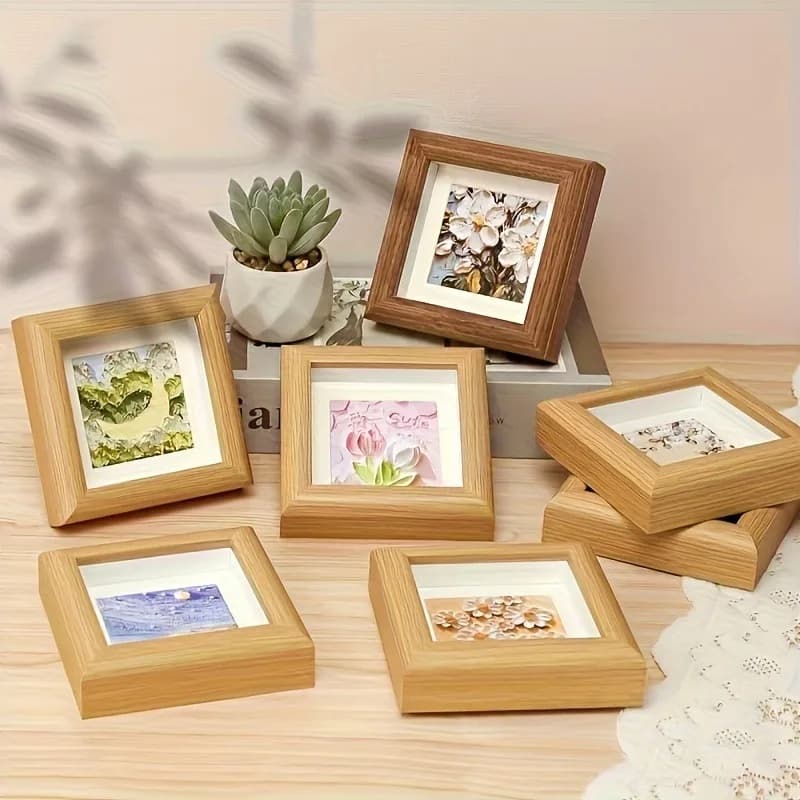 Square Wooden Picture Frames Hollow Frame Display Stands - Desktop Decor, Valentine's Day & New Year Gifts, Wedding Photo Frames