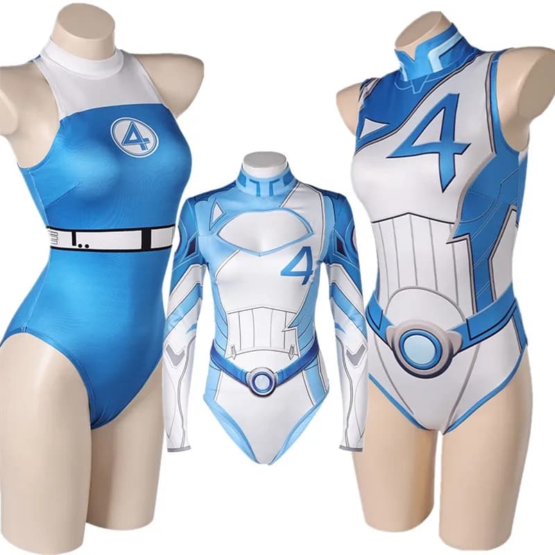 Susan Storm Cosplay Invisible Woman Role Game Swimwear Ribbons Dresses Halloween Carnival Party Dress