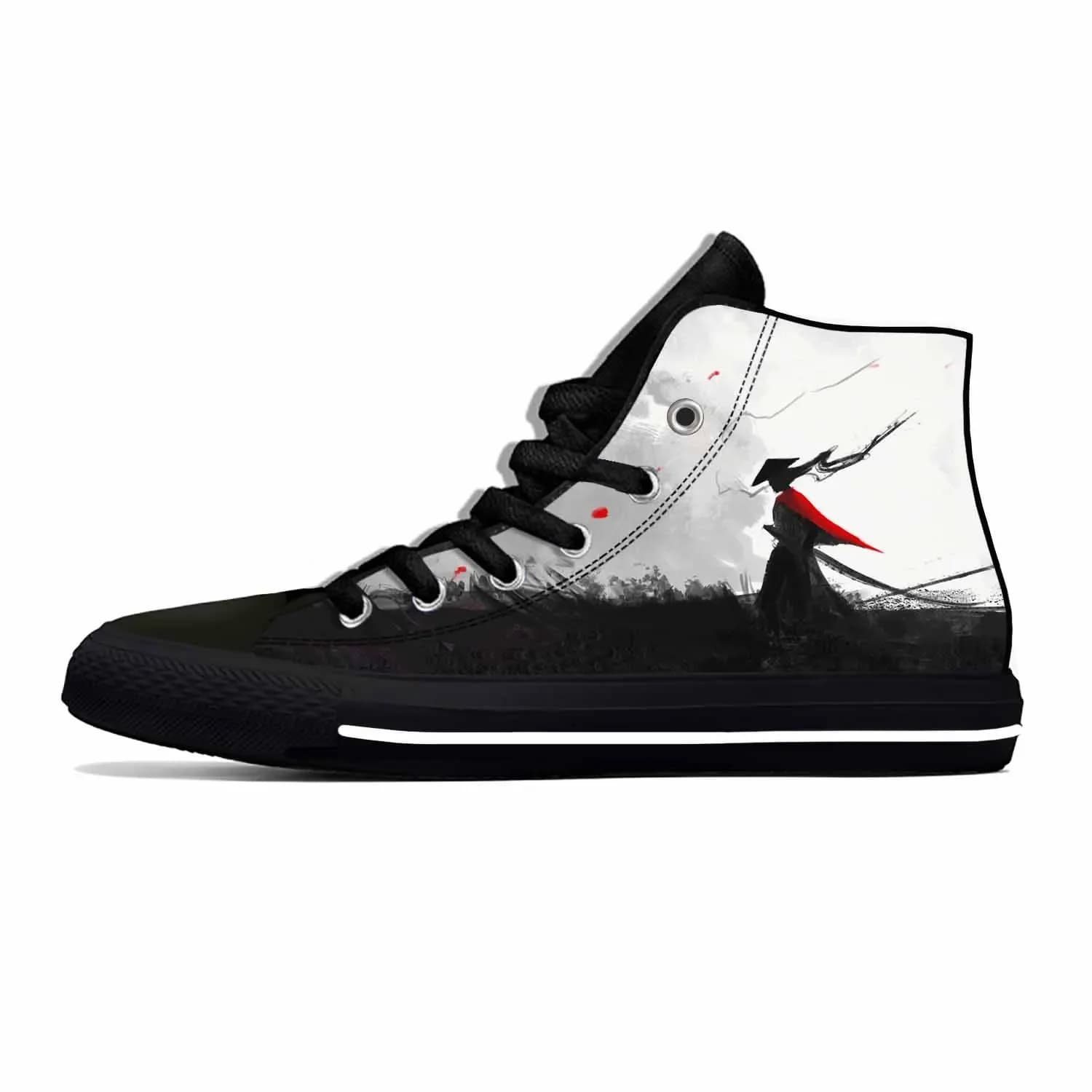 Hot Japanese Anime Cartoon Samurai Katana Warrior Casual Cloth Shoes High Top Lightweight Breathable 3D Print Men Women Sneakers