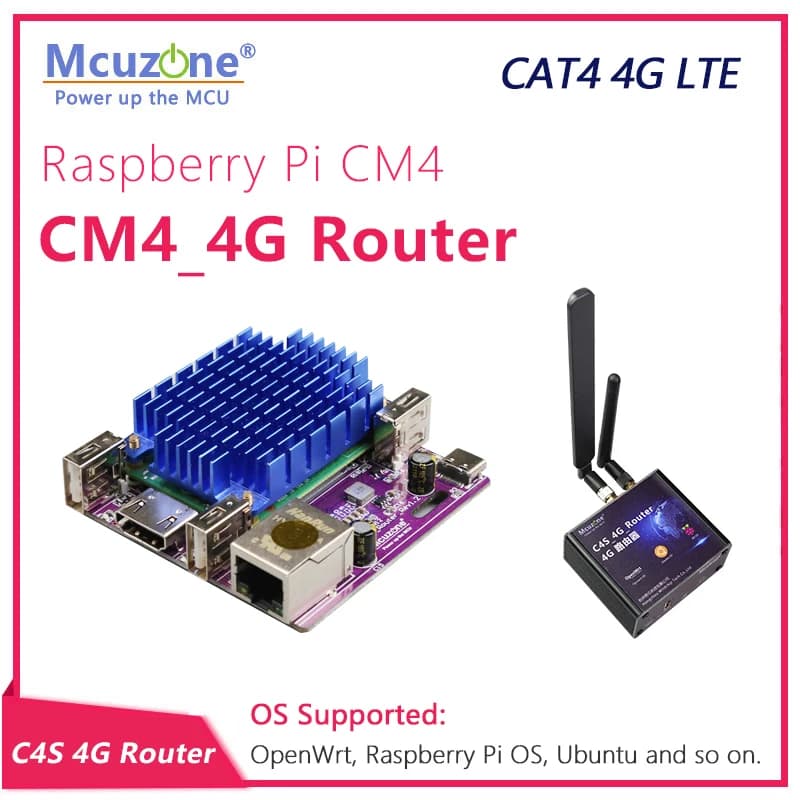 Router C4S 4G, based on the Raspberry Pi CM4, Router Soft Openwrt Ubuntu Wifi module