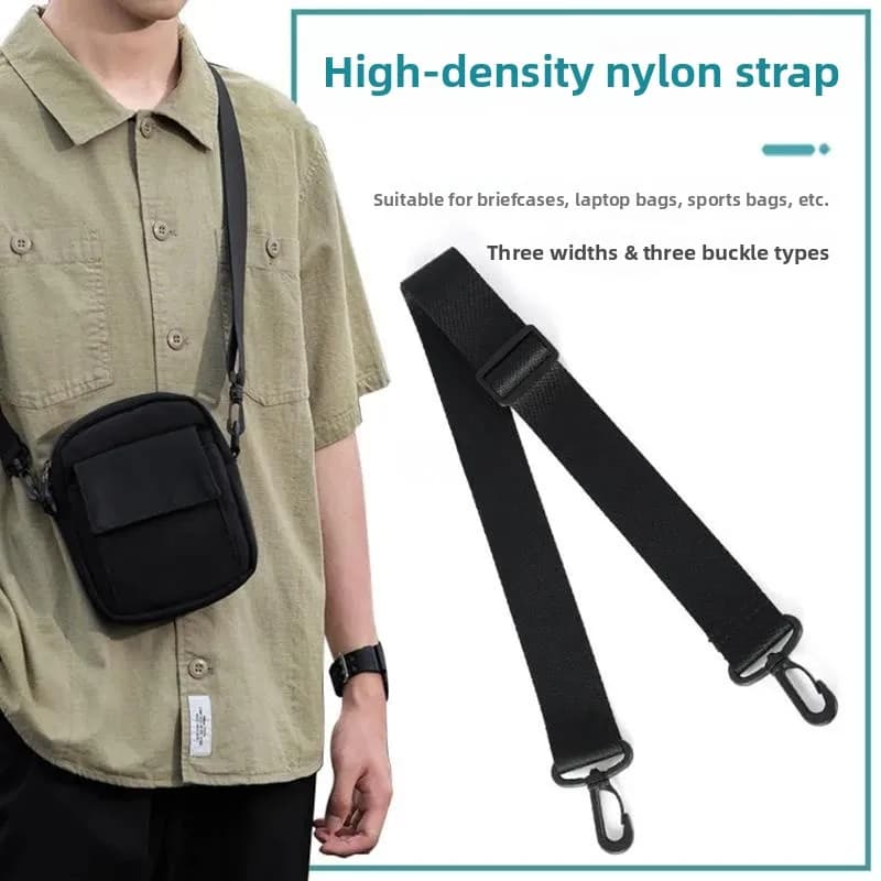 Tracolla Nera in Nylon per Zaino, Borsa a Tracolla Singola, Marsupio, Fibbia di Fissaggio, Tracolla Larga, Borsa da Donna, Accessorio per Tracolla Doppia